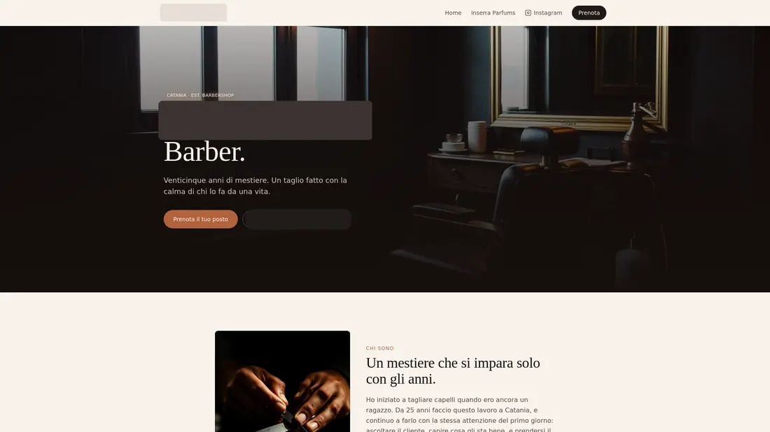 Anteprima di un sito per un salone da barbiere