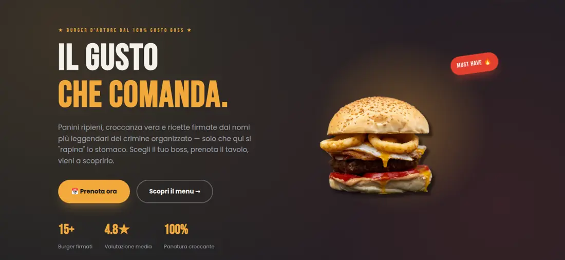 Anteprima del sito: Burger bar a tema